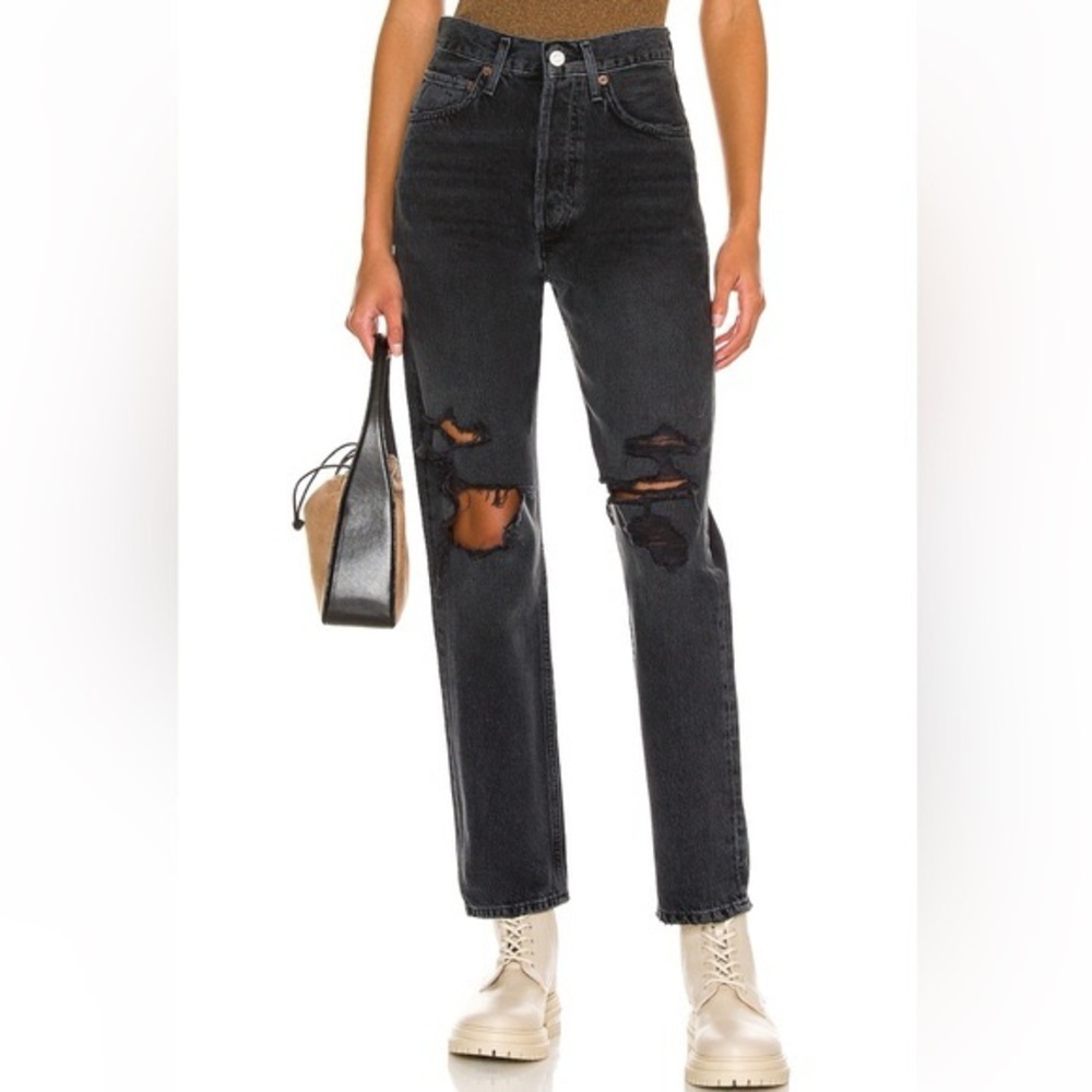 Agolde 90s Mid Rise Loose Fit Jeans in Audio Black